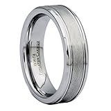 MJ Metals Jewelry White Tungsten Carbide Center Brushed Wedding Band Comfort Fit Ring Size 10.5