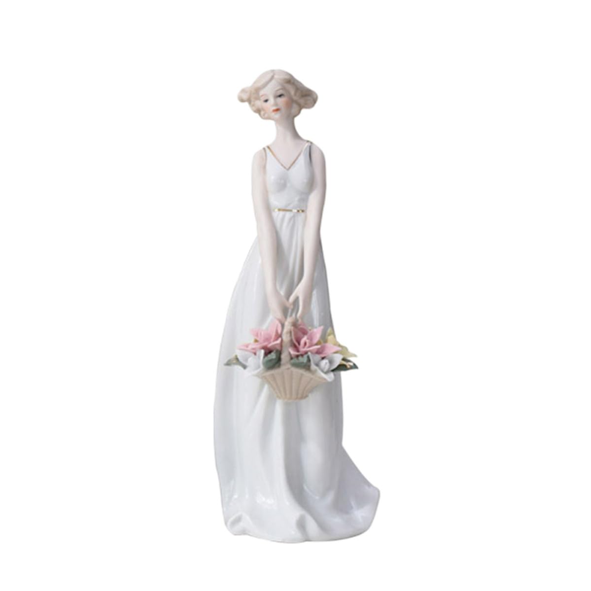 Figura Decorativa de Cerámica en Color Claro para Hogar y Escritorio