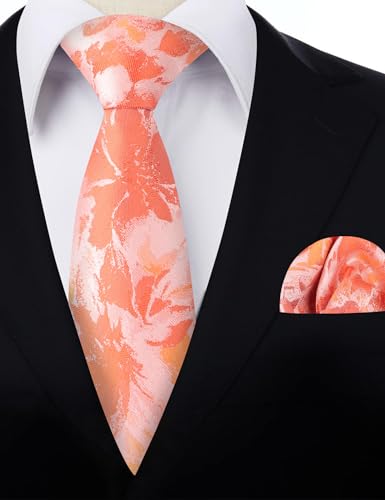 Image of Alizeal Mens 3.15inches Rose Pattern Necktie with Floral Handkerchief Set
