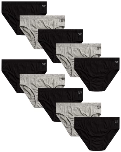 Reebok Men's Briefs - 10 Pack Classic Soft Stretch Low Rise Briefs with Contour Pouch - Underwear for Men (Sizes: S-XL)