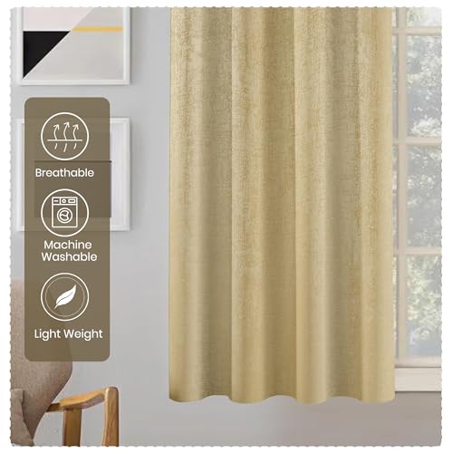 Image of FRESH FROM LOOM Supreme Texture Polyester Padre| Semi Black Out 80% Room Darkening Curtains for Home 8 Feet Screens | (Beige | 1pc| Double Weaved Parda | Eyelet Ring | Window & Door Curtain)