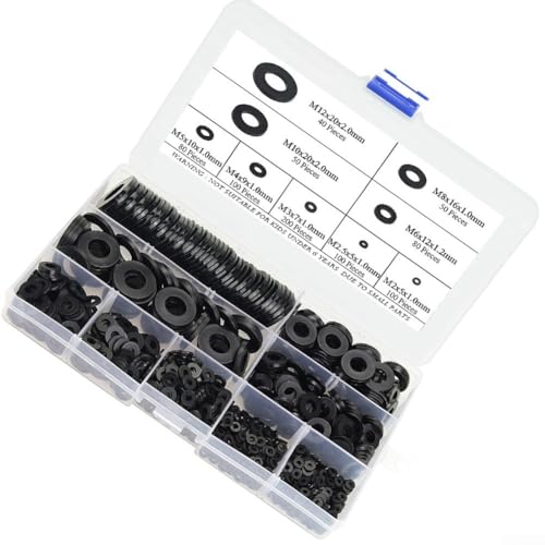 800pcs Nylon Washers Set in 9 Sizes, for Household Appliances and Circuit Board Applications