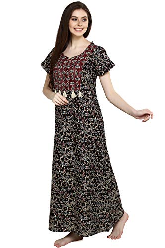 Image of Evolove Women's Cotton Long Maxi Night Gown Nighty Dress with Pocket, Super Soft Comfortable (LNG-Cotton-2)