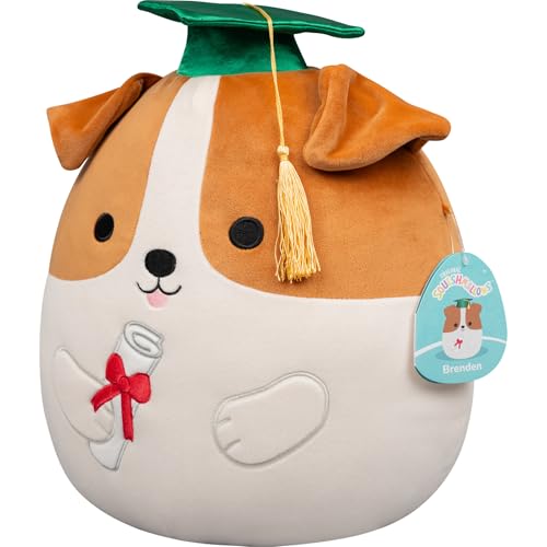 Squishmallows Original 12in Brenden the Jack Russell Terrier in Graduation Cap – Official Jazwares Plush (Medium-Sized) - image 6