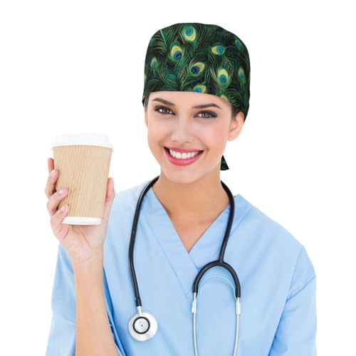Image of Adjustable Scrub Cap with Sweatband, Breathable Working Hat for Men /Women