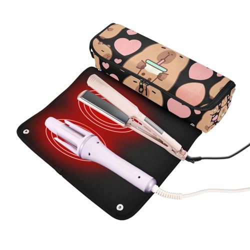 Bolsa de viaje para herramientas de cabello con tapete resistente al calor para planchas, rizadores y secadores miniatura 2