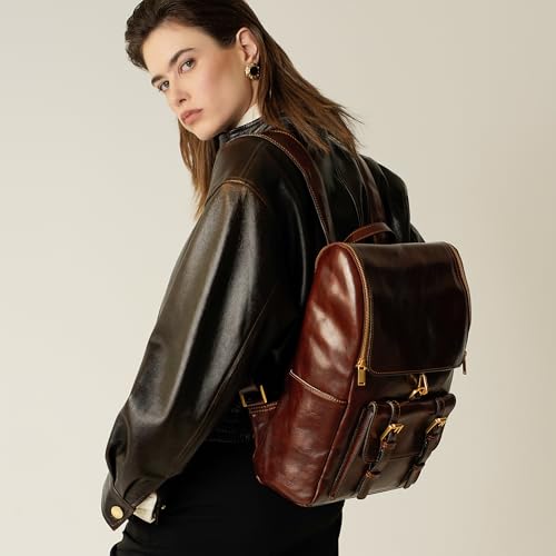 Image of Time Resistance Leather Backpack - Laptop Travel Bag Rucksack up to 15 inch - Bag for Men and Women (Brown)