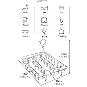 Stainlesssteelsockdryingrackwith36clipsswivelhookwindproofclotheshangerrackforsockbrasunderwearlaundryaccessories Urban Country Home Decor Stainless steel sock drying rack with 36 clips swivel hook wind proof clothes hanger rack for sock bras underwear laundry accessories urban country home decor
