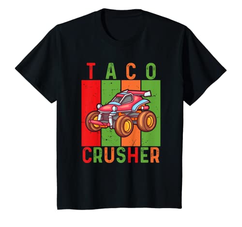 Niños Taco Crusher Monster Truck Cinco de Mayo Tacos para niños pequeños Camiseta