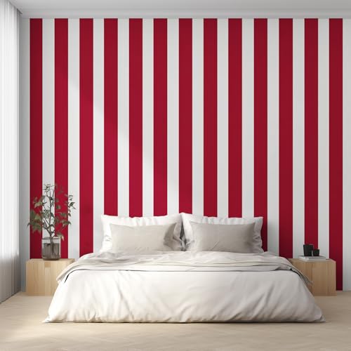 Genérico Decoracion Papel Pintado Rayas Rojas Blancas, Fotomurales Rayas Modernas Papel Pared Tejido No Tejido Murales de Pared 150x105 Salon Dormitorio Decorativa W19