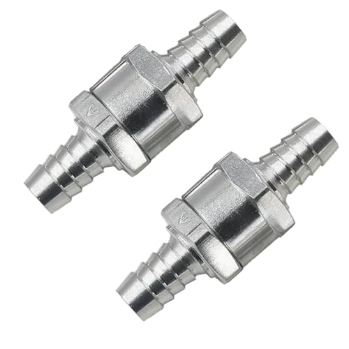 Bestgle 2Pcs 10mm One Way Check Valve, Aluminium Fuel Non Return Check Valve for Petrol Diesel Oil Water Chrome Car Auto Carburettor Low Pressure Systems