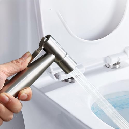 Bidet Handbrause, Edelstahl WC Duschkopf, Toiletten Bidet Sprühkopf, Hand Bidet Sprayer, WC Sprühpistolendüse, für Reinigung von Toiletten, Badezimmern, Körperpflege und Haustieren, Silber – Bild 4
