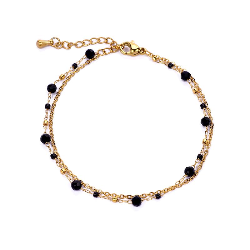 TaYolnFaSo Granat-Perlenarmbänder für Damen, 18 Karat vergoldet, handgefertigt, zierliches rotes Granat-Perlenarmband, Naturstein-Perlen-Gliederarmband, Schmuckgeschenk für Ehefrau, Mutter, Freundin