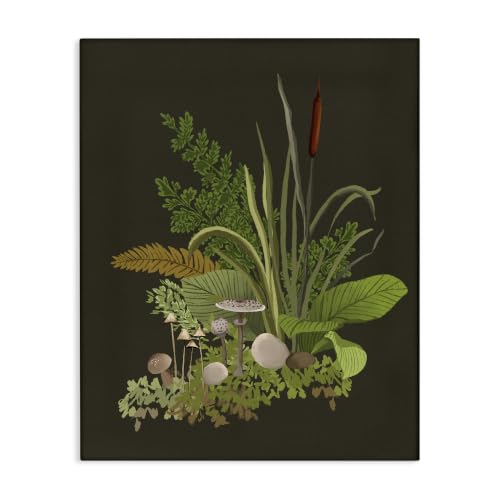 Forest Floor Botanical Mushrooms, 17 x 21 Inch Canvas in Floater Frame
