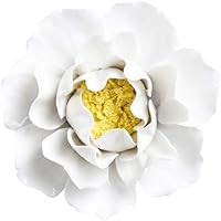 Vista 1 de Insiswiner Flores decorativas de cerámica 3D para colgar en la pared para el hogar, peonía blanca y amarilla, 3.54 pulgadas