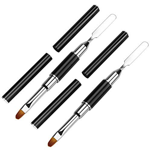 Dual-Ended Poly Gel Brush & Picker, 2 In 1 Design Nail Brush And Spatula, Stainless Steel Gel Nail Brush Tool For Acrylic Nails Extension Gel By Tiphulan (Black/2Pcs) #TOP7