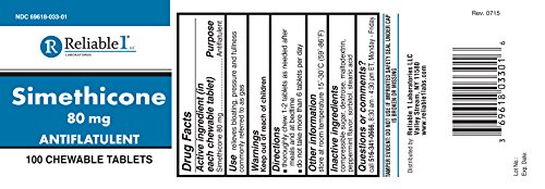 Reliable 1 Simethicone 80Mg Anti-Gas 100 Peppermint Tablets (1 Bottle) #TOP1