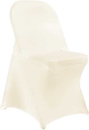 Stretch Spandex Chair Covers - Ivory 12 PCS, Folding Kitchen