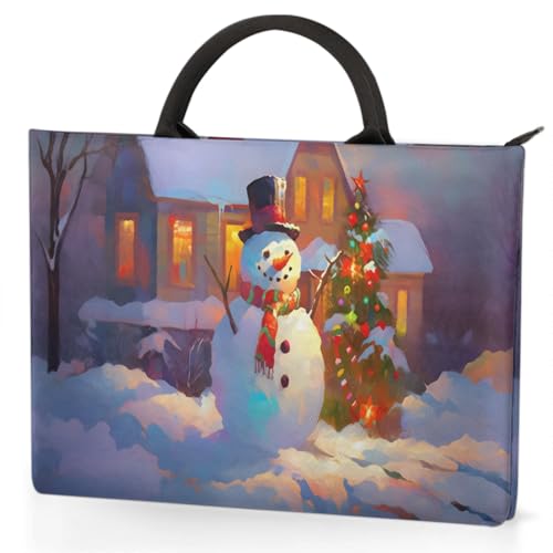 Snowy Cute Snowman Laptop Sleeve with Handle Waterproof Computer Carrying Case3