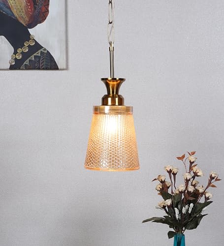 Image of ELIANTE NovaGlow Hanging Light with E27 Holder and Gold Glass Shade | | 3 Years Warranty | Free - LED LAMP