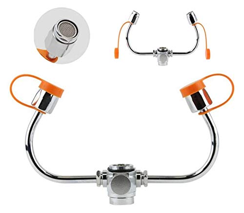         A prueba de polvo espesada boca del doble del fregadero sujeción de un grifo montado en la ducha de seguridad Estación Lavaojos de Emergencia 12L Continua/min de flujo de lavado de ojos for el