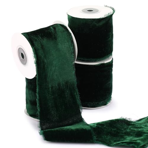 Preboun 4 Rolls Christmas Velvet Ribbon for Gift Wrapping 24