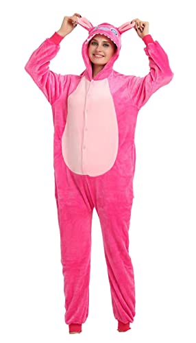 ALANTOP Erwachsene Unisex Einteiler Pyjama Weihnachten Halloween Overall Cosplay Kostüm Kapuze Loungewear, rose, 38 Cover