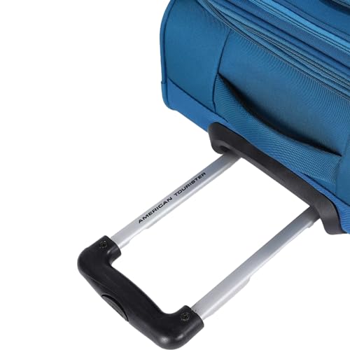 Image of American Tourister Apolo 58 cms Cabin Polyester Soft Sided 4 Spinner Wheels Luggage /Suitcase /Trolley Bag (Blue)