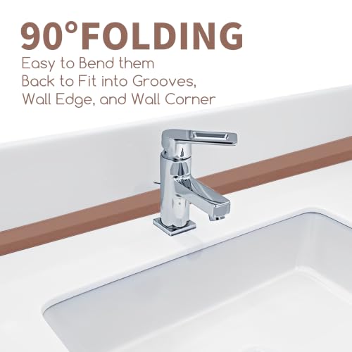Image of 3 Rolls 10.5 Feet Caulk Tape Toilet Caulking Strip Self Adhesive Bathroom Sealing Peel and Stick Caulk Strip for Bathtub, 1.5 Inches (Brown Caulk)