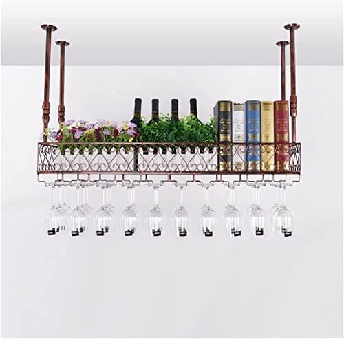 EMISOO Ceiling Wine Rack, Glass Rack with Goblet, Home Wine Rack, Floating Wine Rack Organizer for Bar, Kitchen, Dining Room, Height Adjustable (Size : 120cm)