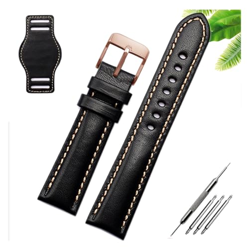 Cong Yi {vuXbg 18 ~[g 20 22 ~[gvXgbvYvohƃ}bgrvoh Leatherbracelet(Black-rosegold,20mm)