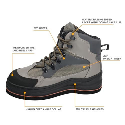 8 Fans Men's Wading Boots Non-Slip Felt Sole, Superior Comfort for Anglers, Perfect for Fly Fishing2