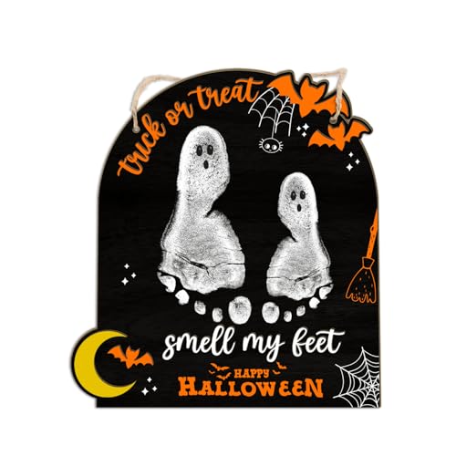 Image of DIY Happy Halloween Signs, Baby First Halloween Gifts for Babies, Kids Halloween Crafts, Project Memory Keepsake Cute Trick or Treat Halloween Photoshoot Baby Milestone Announcement Props
