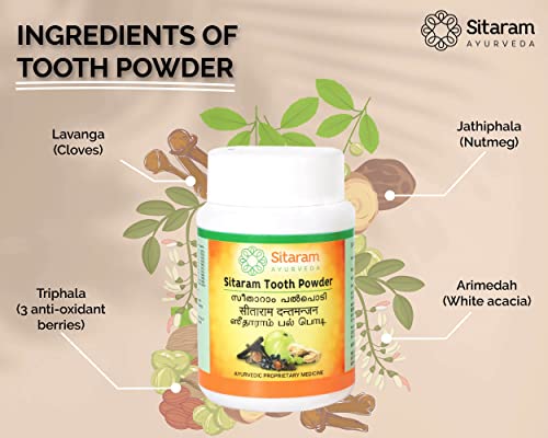 Image of Sitaram Ayurveda Tooth Powder | Herbal Oral Care Powder with Arimedha, Pippali, and Triphala | Supports Gum Health, Teeth Cleaning & Fresh Breath | Traditional Ayurvedic Formula | 50 g
