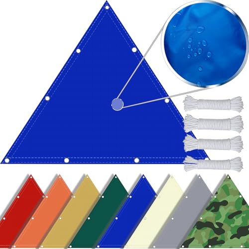 SDLLG Sonnensegel mit Ösen Dreieck aus Oxford-Stoff 180g/㎡ Wasserdicht Sonnenschutz Wetterschutz Segel Baldachin UV Schutz für Balkon Terrasse Garten-Blau - Anpassbare Größe