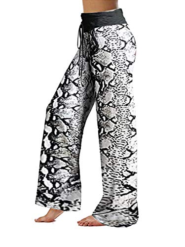 Image of iChunhua Women's Comfy Stretch Floral Print Drawstring Palazzo Wide Leg Lounge Pant