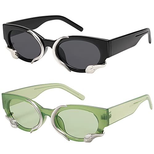 Trendy Sunglasses for Women Men Vintage Narrow Cateye Metal Snake Sunnie Y2k Accessories AP3621