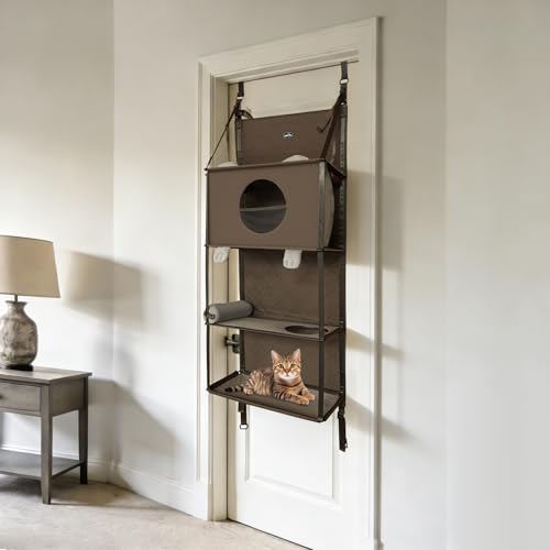 Bacocoo Estructura para Gatos Montada en Puerta 4 Niveles Gris miniatura 1