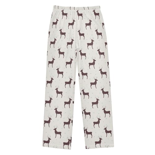 ZZXXB Retro Deer Boys Long Pants Soft Trousers Elastic Waist Kids Lounge Bottoms with Pockets S-XL
