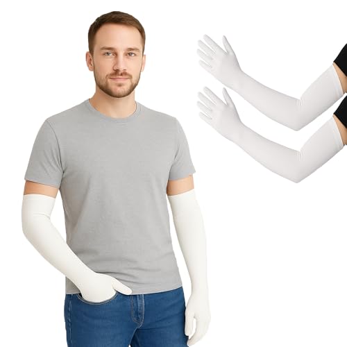 Image of Full Hand Gloves | UPF 50+ Sun Protection Arm Sleeves for Men & Women | UV Blocking Cotton Gloves for Driving, Cycling & Outdoor Sports