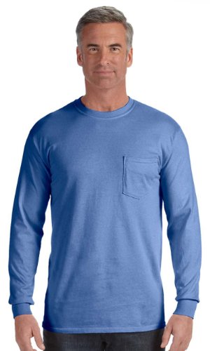 Comfort Colors C4410 Long-Sleeve Pocket T-Shirt - Flo Blue - 'XL