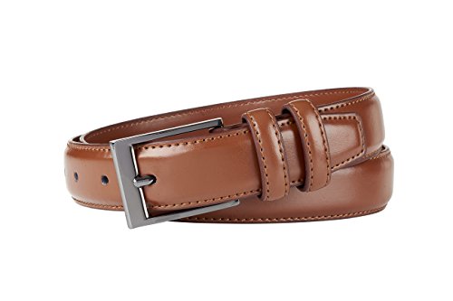 Sportoli Men's Classic Stitched Genuine Leather Uniform Dress Buckle Belt - Tan - Size 44 (Waist 42)2