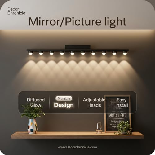 Image of 11-Head LED Mirror Wall Light 3-Color CCT (Warm + Natural + Cold White) Black Metal Vanity Bar Light for Bathroom Bedroom Living Room 90cm