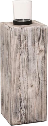 VIVANNO Windlicht Windlichtsäule Kerzenhalter Säule Recycling Holz Lumira...