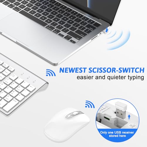 Image of cimetech Wireless Keyboard and Mouse, 2.4G USB Portable Ergonomic Keyboard Mouse Combo with Ultra-Thin Design, Compact Full Size Slim Keyboard for Mac, Windows, Laptop, Computer - Silver