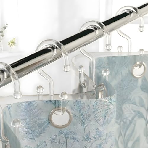 Bathway Plastic Double Shower Curtain Hooks 12Pcs Bathroom Shower Curtain Hooks Smooth Sliding Easy to Use Multi-Functional Rings for Shower Curtain Clear (12 Transparent)