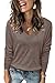 Arach&Cloz Women's Fall Tops 2025 Fashion Trendy V Neck Long Sleeve Shirts Dressy Blouses Knitted Casual Pullover Sweater Ladies Clothes Teacher Outfits Clothes Nutmeg XL