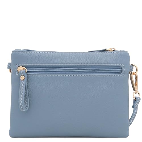 Image of FashionPuzzle Multi Zipper Pocket Small Wristlet Crossbody Bag