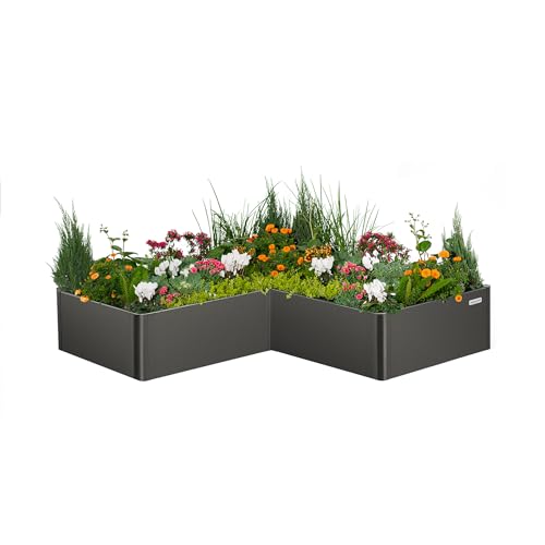 Vego garden Raised Garden Bed, 17' Tall 83' x 83' L-Shaped Modern Raised Garden Beds Kit, Metal Planter Box for Vegetables, Flowers & Fruits, Urban Charcoal
