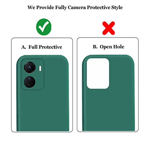 Image of A rtistque Liquid Silicone Back Cover Case for Vivo Y16 Matte Shockproof TPU Soft Flexible with Camera Protection - Green